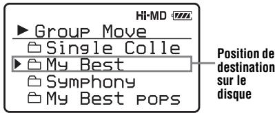 Hi-MD ► Group Move Single Colle ► My Best Symphony My Best POPS Position de destination sur le disque