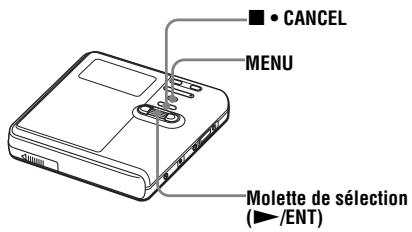 ■ CANCEL MENU Molette de sélection (►/ENT)