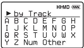 SONY MZ-RH910 - Recherche d'une piste par le premier caractère (Initial Search) - 1