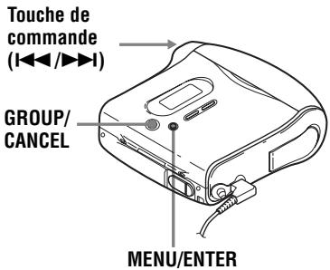 Touche de commande (I◄◄/►►I) GROUP/ CANCEL MENU/ENTER