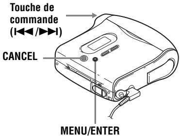 Touche de commande (◄◄◄/►►►1) CANCEL MENU/ENTER