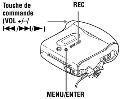Touche de commande (VOL +/-/ REC MENU/ENTER