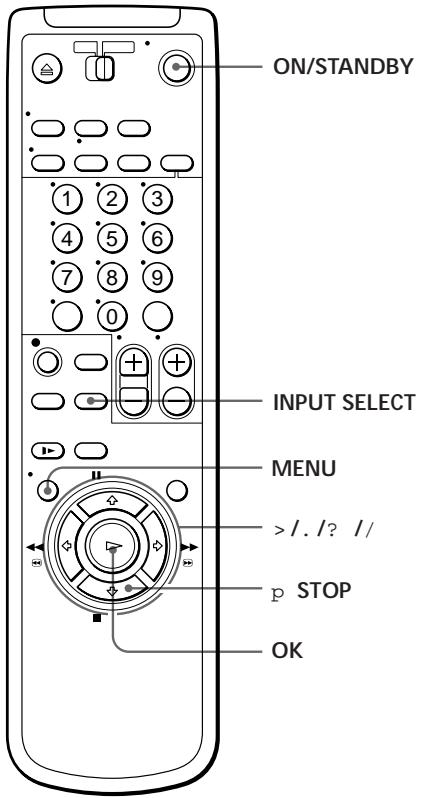 ON/STANDBY INPUT SELECT MENU > / . / ? // p STOP OK