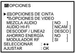 SONY SLV-E730VP - Cambio de las.optiones de menu - 1