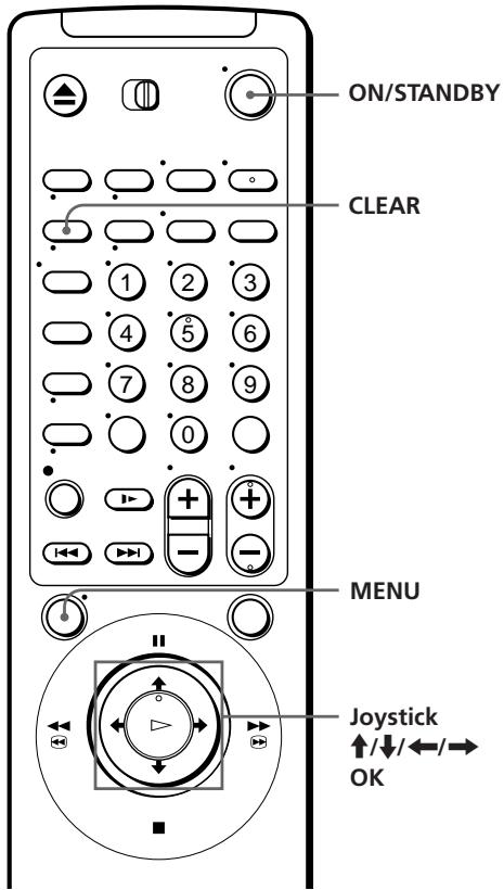 ON/STANDBY CLEAR MENU Joystick ↑/↓/←/→ OK