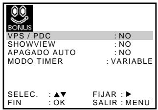 SONY SLV-SE720E - Cambio de las.optiones de menu - 2