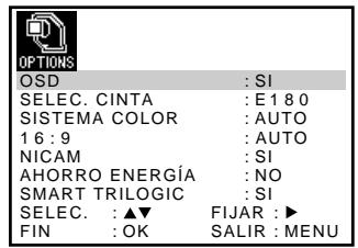 SONY SLV-SE720E - Cambio de las.optiones de menu - 1