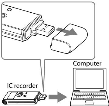 SONY ICD-UX91F - Inserting the battery - 3