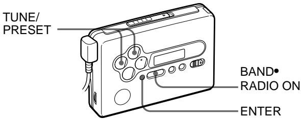 TUNE/ PRESET BAND RADIO ON ENTER