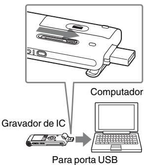 SONY ICD-UX200 - Insira o conector USB do gravador de IC na porta USB de um computador. - 1
