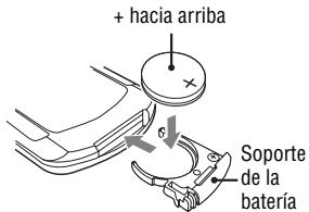 + hacia arriba Soporte de la batería