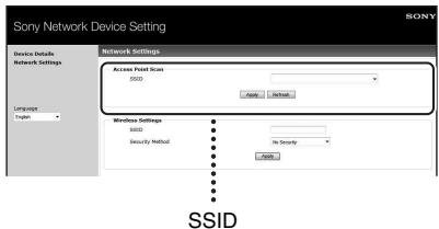 SONY RDP-XA900IP - Select the SSID of the wireless LAN router/access point, then input the Security Key (if applicable). - 1