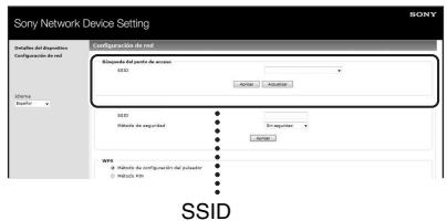SONY RDP-XA900IP - Selección el SSD del enrutador/punto de acceso de la LAN inalámbrica y, a continuación, introduzca la clave de seguridad (si es Needed). - 1