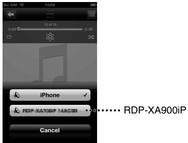 SONY RDP-XA900IP - Selección “RDP-XA900iP” en el menu AirPlay de iTunes o en el iPhone, iPod touch o iPad. - 1