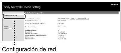 SONY RDP-XA900IP - Selección [Configuración de red] en el menu. - 1