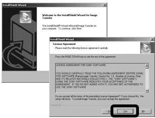 SONY CYBER-SHOT DSC-P52 - Cliquez sur [Next]. Lorsque l'écran « License Agreement » apparait, Cliquez sur [Yes]. - 1