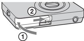 SONY CYBER-SHOT DSC-WX1 - Inserting the battery pack/a "Memory Stick Duo" media (sold separately) - 4