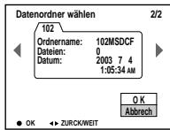 SONY DSC-P10 - Ändern des Aufnahmeordners - 1