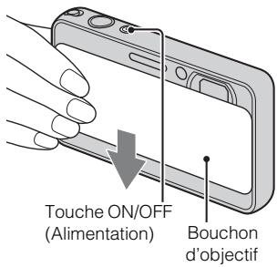 SONY CYBER-SHOT DSC-T110 - Abaissez le bouchon d'objectif. - 1