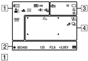 SONY CYBER-SHOT DSC-W520 - Lista de los iconos visualizados en la pantalla (Cuando se toman imagenes fijas) - 1