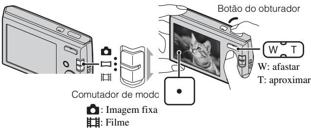 Botão do obturador W: afastar T: aproximar Comutador de modo : Imagem fixa : Filme