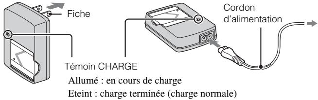 Fiche Témoin CHARGE Allumé : en cours de charge Eteint : charge terminée (charge normale) Cordon d'alimentation