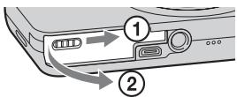 SONY CYBER-SHOT DSC-W570 - Inserción de la batería/una tarjeta de memoria (se vende por separado) - 1