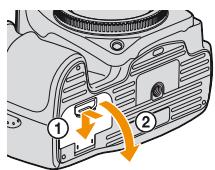 SONY ALPHA DSLR-A100 - Insert the charged battery pack. - 1