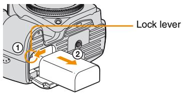 SONY ALPHA DSLR-A100 - To remove the battery pack - 1
