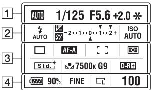 SONY ALPHA 350 - Monitor LCD (visualizzazione delle informazioni sulla registrazione) - 1