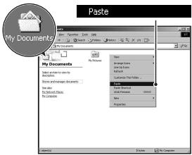 SONY ALPHA 350 - Double-cliquez sur [My Documents] (sous Windows Vista : [Documents]). Cliquez ensuite avec le bouton droit de la souris sur la fenetre « My Documents » pour afficher le menu, puis cliquez sur [Paste]. - 1