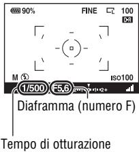 SONY ALPHA 350 - Ruotare la manopola di controllo per regolare il tempo di otturazione e, nella siena premuto il tasto , ruotare la manopola di controllo per regolare il diaframma. - 2