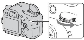 SONY A77 - Pivotez la molette de commande arrêté pour régler l'ouverture (Nombre F). - 1