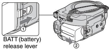 BATT (battery) release lever ① ②