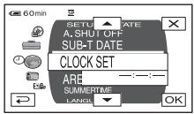 60min SETU DATE A. SHUT OFF SUB-T DATE CLOCK SET ARE —————— SUMMERTIME LANGL OK