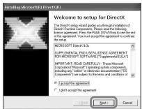 Installing Microsoft Front Direct(X) Welcome to setup for DirectX The DirectX setup installed guide you through installation of DirectX Frontive Components, Please read the following: Microsoft Front 4.0 (DirectX) to use all of the agreement. You must accept the agreement to continue the setup. MORSOFT Direct X's SUPPLEMENTAL END USER LICENSE AGREEMENT FOR MORSOFT SOFTWARE (Supplemental GLC) IMPORTANT: ROAD CIRCUALLY - These Microsoft (Microsoft Windows Operating System components, including any "other" in electronic documentation/CGS Components) can be subject to the terms and conditions of ✓ Accept the agreement ✓ Don't accept the agreement OK Cancel