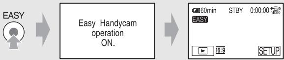 SONY DCR-DVD905E - Turn on your camcorder and press EASY to set to Easy Handycam operation (p.31). - 1