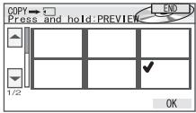 COPY → 1 Press and hold:PREVIEW END 1/2 OK