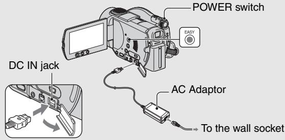POWER switch EASY DC IN jack AC Adaptor To the wall socket