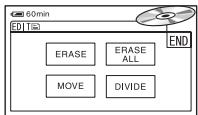 60min EDIT ERASE ERASE ALL MOVE DIVIDE END