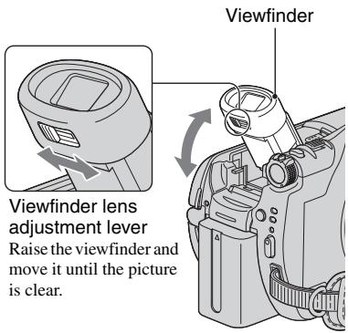 Viewfinder Viewfinder lens adjustment lever Raise the viewfinder and move it until the picture is clear.