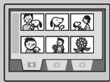 Screenshot of a digital interface displaying six cartoon-style icons with Chinese labels, likely representing a media or educational platform.