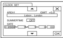 CLOCK SET AREA1 GMT +0.0 Lisbon, London SUMMERTIME OFF DATE : 2008Y 1M 1D 0 00 OK