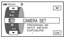 CAMERA SET PROGRAM AE SPOT METER EXPOSURE :