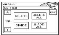 60min EDIT 1/2 DELETE DELETE ALL DIVIDE ADD ALL END WR VR