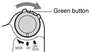 Green button MODE ON OFF (CHG)