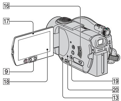 Diagram of a digital camera with numbered parts labeled for identification
