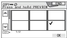 COPY Press and hold:PREVIEW END 1/2 OK