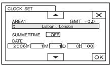 CLOCK SET AREA1 GMT +0.0 : Lisbon, London SUMMERTIME OFF DATE 2006Y 1M 1D 0 00 OK