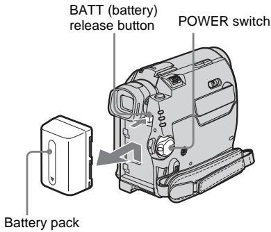 SONY DCR-HC30E - To remove the battery pack - 1